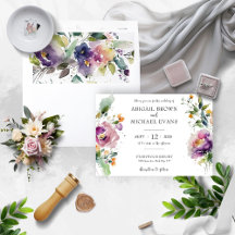 Watercolor Floral Wedding Invitation