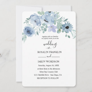 watercolor floral wedding  invitation