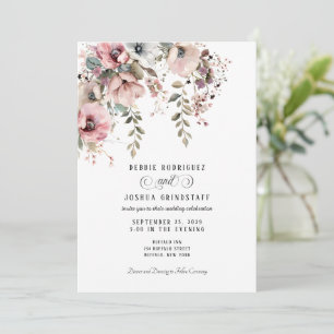 Watercolor Floral Wedding Invitation 