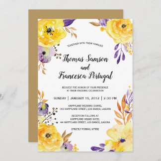 Watercolor Floral Wedding Invitation Card