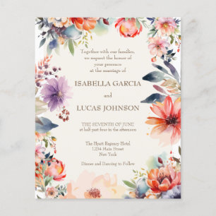 Watercolor Floral Wedding Invitation Flyer