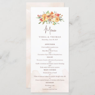 Watercolor Floral Wedding Menu
