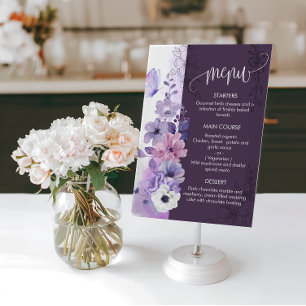 Watercolor Floral Wedding Menu Card