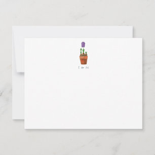 Watercolor Floral Wedding Monogram Stationery Card