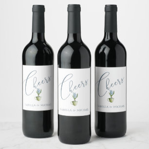 Watercolor Floral Wedding Personalised Wine Label