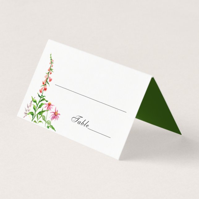 Watercolor Floral wedding place card (Front)