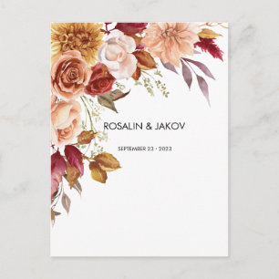 watercolor floral wedding  postcard