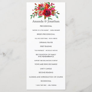 Watercolor Floral Wedding Program Programme