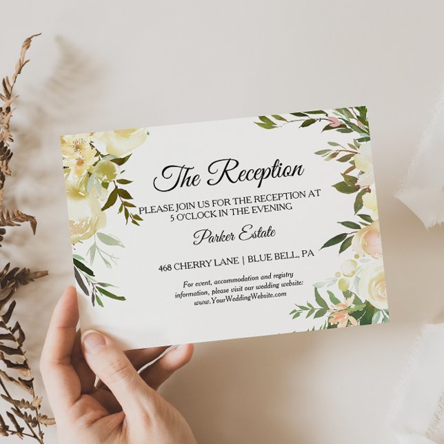 Watercolor Floral Wedding Reception Card (Creator Uploaded)