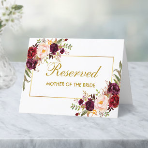 Watercolor Floral Wedding Reserved Name Place Card