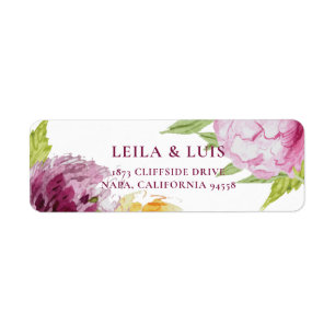 Watercolor Floral Wedding Return Address