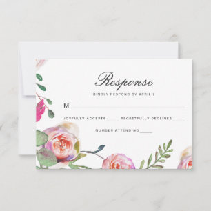 Watercolor Floral Wedding Rsvp Card in Grey