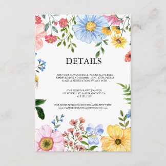 Watercolor Floral Wedding Rustic Enclosure Card