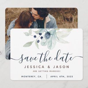 Watercolor Floral Wedding Save The Date Cards