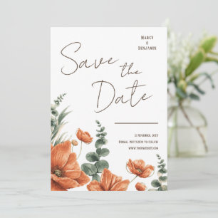 Watercolor Floral Wedding Save the Date Invitation