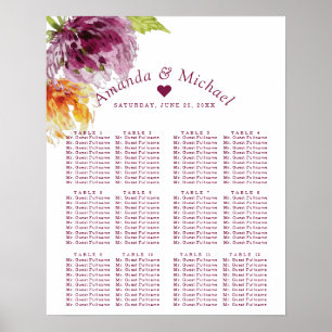 Watercolor Floral Wedding Seating Chart