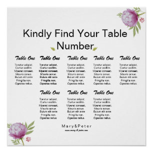 Watercolor Floral Wedding Seating Chart Poster