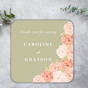 WATERCOLOR FLORAL WEDDING SQUARE STICKER