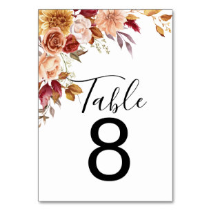 watercolor floral wedding table number