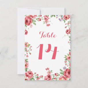 Watercolor Floral Wedding Table Number