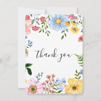 watercolor floral Wedding Thank You Card
