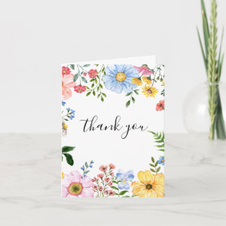 watercolor floral Wedding Thank You Card