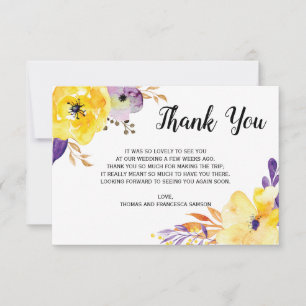 Watercolor Floral Wedding Thank You Card