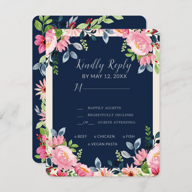Watercolor Floral Wedding Thank You Card (Front/Back)