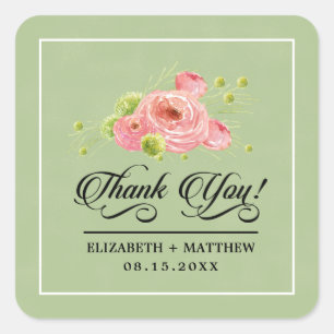 Watercolor Floral Wedding Thank You Stickers