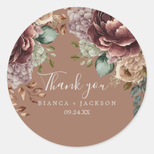 Watercolor floral Wedding Thankyou Favor Classic R Classic Round Sticker