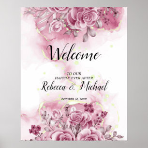 watercolor floral Wedding Welcome Poster