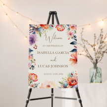 Watercolor Floral Wedding Welcome Sign