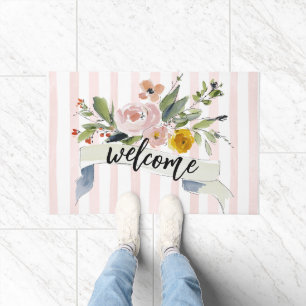 Watercolor Floral Welcome Doormat