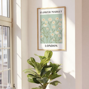 Watercolor Floral White Daisy Flower Market Poster