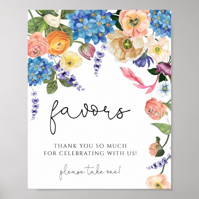 Watercolor Floral Wildflower Bridal shower Favours Poster (Front)