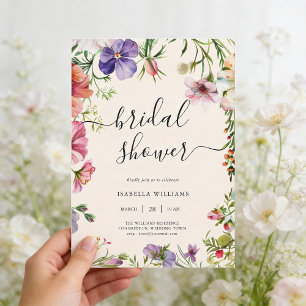 Watercolor Floral Wildflower Bridal Shower Invitation