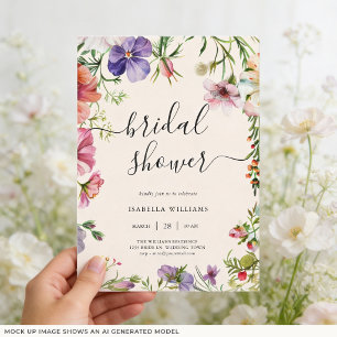 Watercolor Floral Wildflower Bridal Shower Invitation