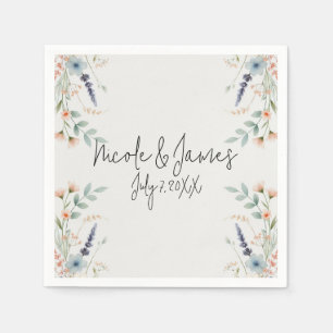 Watercolor Floral Wildflower Spring Bridal Wedding Napkin