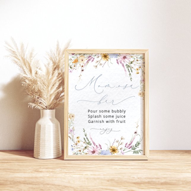 Watercolor Floral Wildflowers Mum-osa Bar Poster (Creator Uploaded)