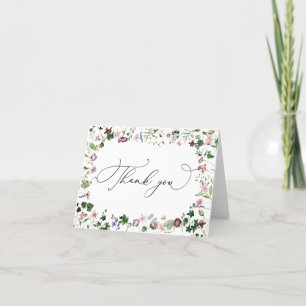 Watercolor Floral Wildflowers Thank You Card