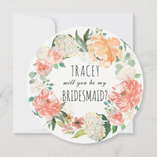 Watercolor Floral Will You Be My Bridesmaid Invitation