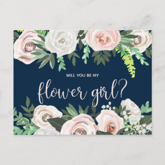 Watercolor Floral Will You Be My Flower Girl Card