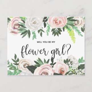 Watercolor Floral Will You Be My Flower Girl Card