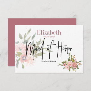 Watercolor Floral Will You Be My Maid of Honour Invitation