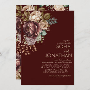 Watercolor floral Winter Wedding Invitation