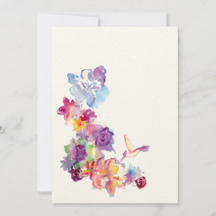 Watercolor Floral with A Hummingbird Invitation