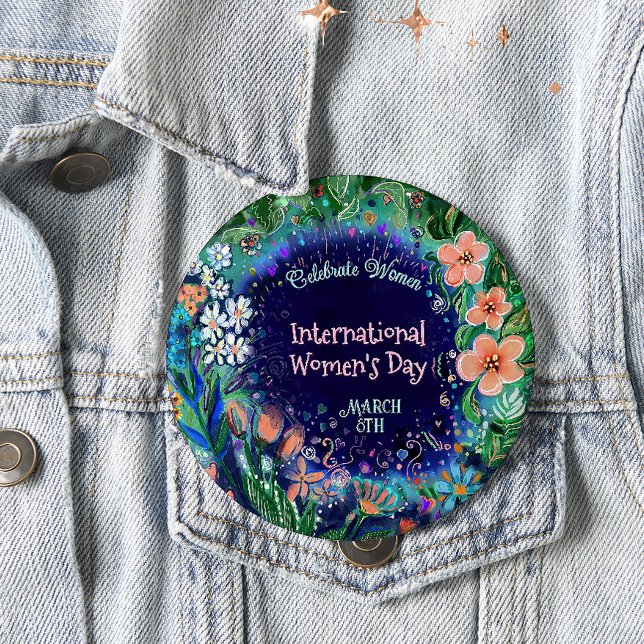 Watercolor Floral  Women's Day Button (Watercolor Floral Women's Day Button)