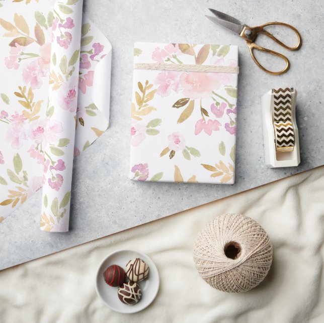 Watercolor Floral  Wrapping Paper (Crafts)
