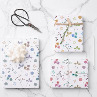 Watercolor Floral Wrapping Sheet Set | 3 sheets