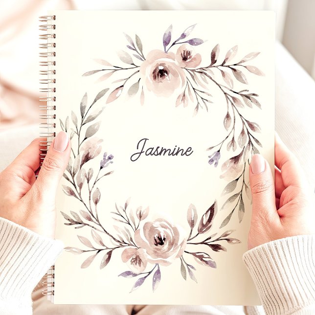 Watercolor Floral Wreath Custom Name Planner (Creator Uploaded)